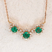 Natural Zambia Emerald Diamond Necklace D1.17 ct d0.564ct. 18K